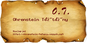 Ohrenstein Tétény névjegykártya